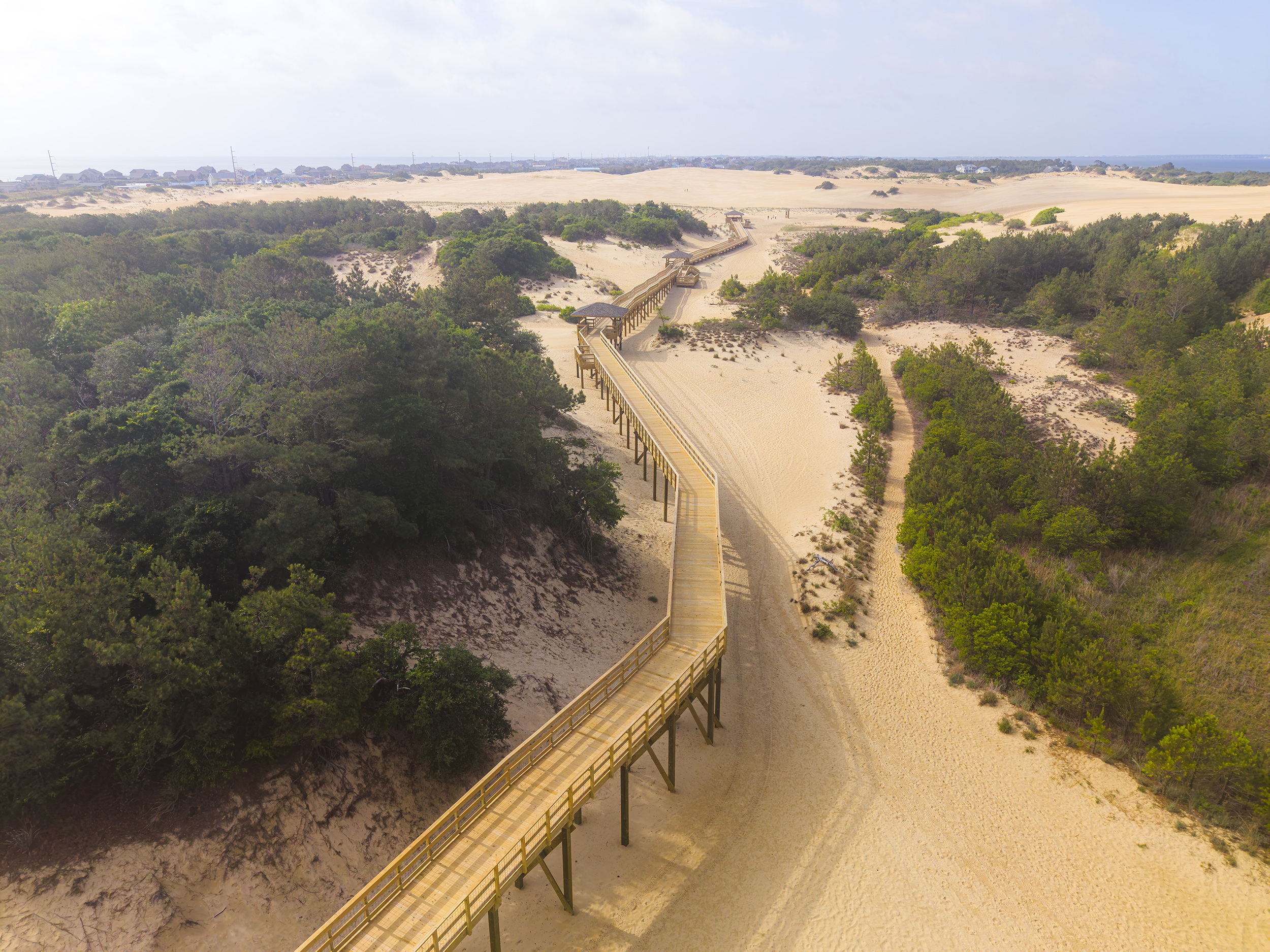 aerial view of the Jockey's Ridge State Park boardwalk 